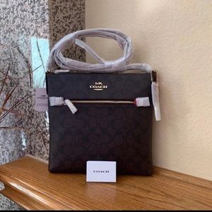 Coach Rowan  File Bag Brown/Red Brand New